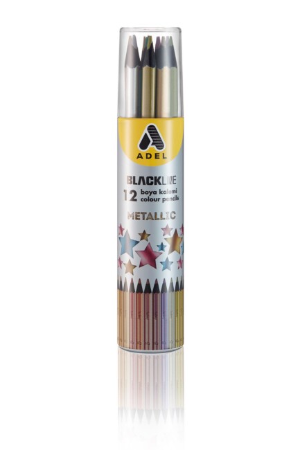 ADEL 12 li METAL TÜP KURU BOYA KALEMİ BLACK LINE - ADEL