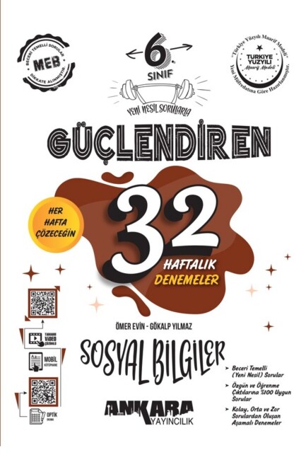 ANKARA 6.Sınıf SOSYAL BİLGİLER GÜÇLENDİREN 32 HAFTALIK DENEME - ANKARA YAYINLARI
