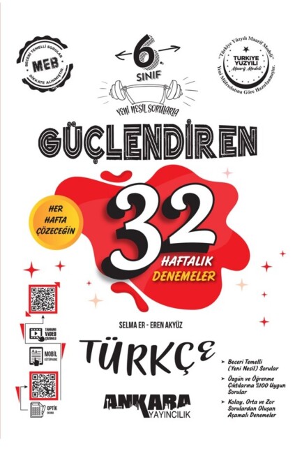 ANKARA 6.Sınıf TÜRKÇE GÜÇLENDİREN 32 HAFTALIK DENEME - ANKARA YAYINLARI