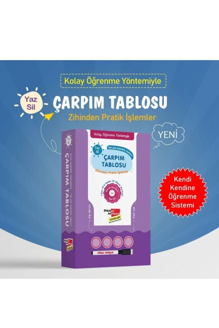 KOLAY ÖĞRENME YÖNTEMİYLE ÇARPIM TABLOSU YAZ SİL - DİKKAT ATÖLYESİ YAYINLARI