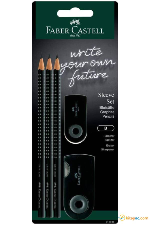 FABER CASTELL 3 KALEM SİLGİ KALEMTIRAŞ OKUL OFİS SETİ - 1