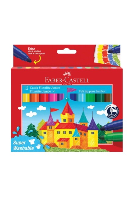 FABER CASTELL JUMBO 12 Li KEÇELİ KALEM Superwashable - FABER-CASTELL