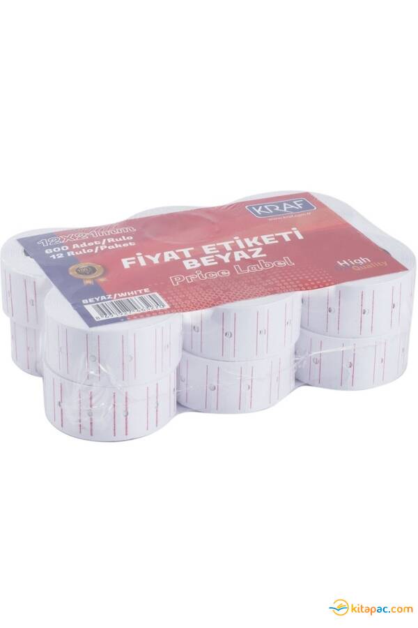 KRAF MOTEX ETİKET 12x21 MM FOSFORLU BEYAZ ÇİZGİLİ 12'Lİ - 1