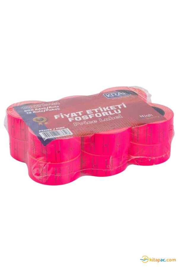 KRAF MOTEX ETİKET 12x21 MM FOSFORLU PEMBE 12'Lİ - 1
