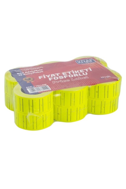 KRAF MOTEX ETİKET 12x21 MM FOSFORLU SARI 12'Lİ - KRAF
