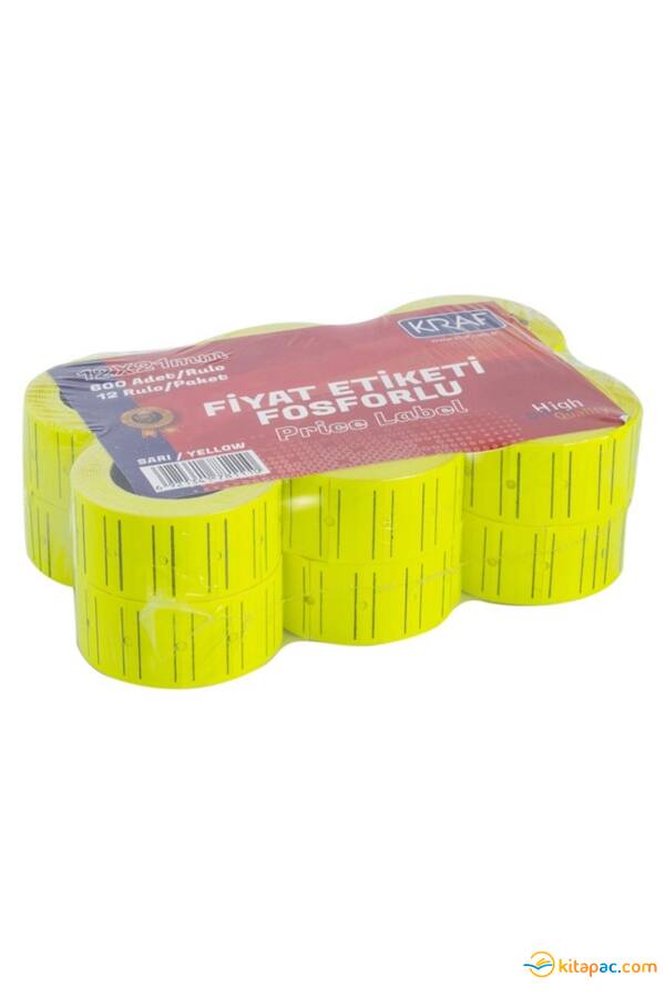 KRAF MOTEX ETİKET 12x21 MM FOSFORLU SARI 12'Lİ - 1