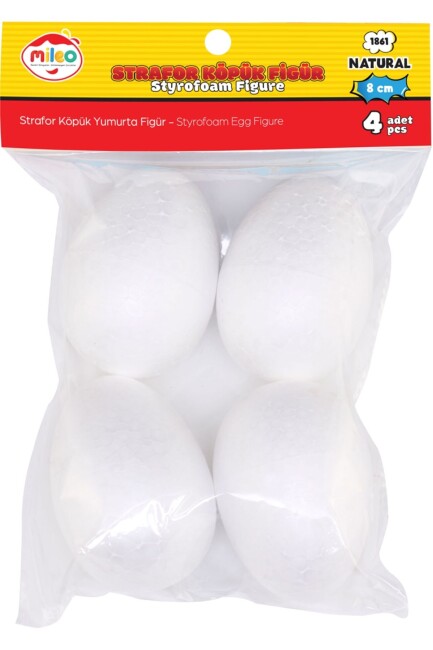MİLEO 1861 STRAFOR KÖPÜK FİGÜR YUMURTA 8CM 4'LÜ Paket - MİLEO