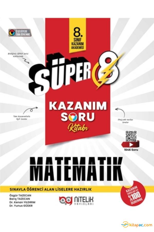 NİTELİK 8.Sınıf SÜPER KAZANIM MATEMATİK Soru Kitabı - 1