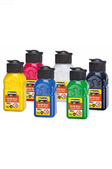 NOVA COLOR AKRİLİK BOYA 100 GR 6 RENK - NOVA COLOR