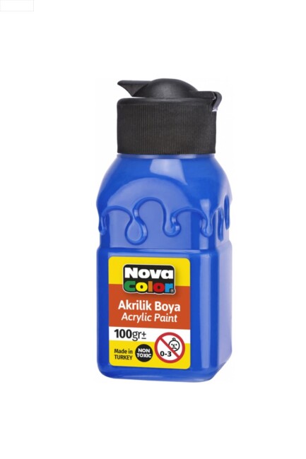 NOVA COLOR AKRİLİK BOYA ŞİŞE MAVİ 100 CC - NOVA COLOR