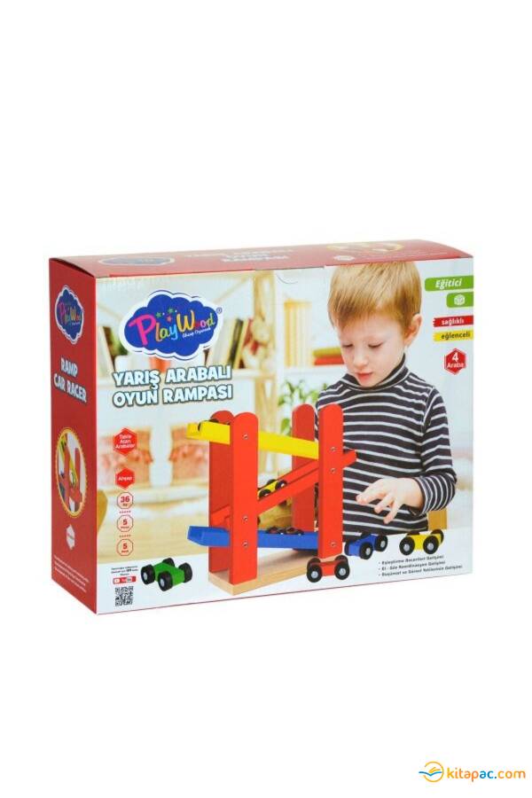 ONYIL PLAYWOOD AHŞAP OTOPARK YARIŞ ARABALI OYUN RAMPASI - 1