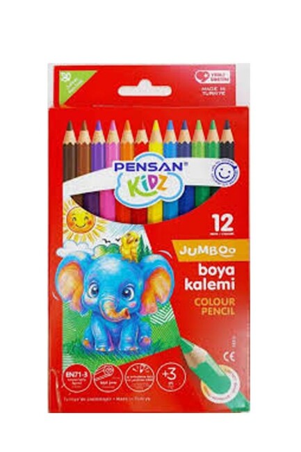 PENSAN KIDZ JUMBO 12 RENK KURU BOYA KALEMİ - PENSAN