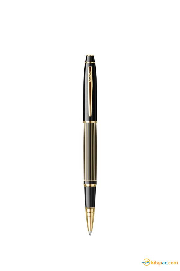 SCRİKSS NOBLE 35L ÇİZGİ DESENLİ ROLLER KALEM - Siyah Altın - 1