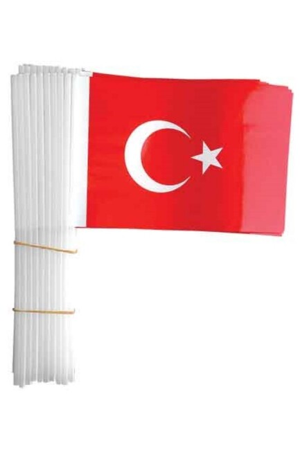 SOPALI 12x22,5cm.KAĞIT BAYRAK KÜÇÜK 80 ADET - VATAN BAYRAK