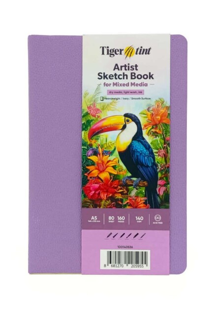 TİGERTİNT 80YP 140GR A5 SANATSAL SOFT KAPAK DEFTER LİLA - GÜVEN SANAT