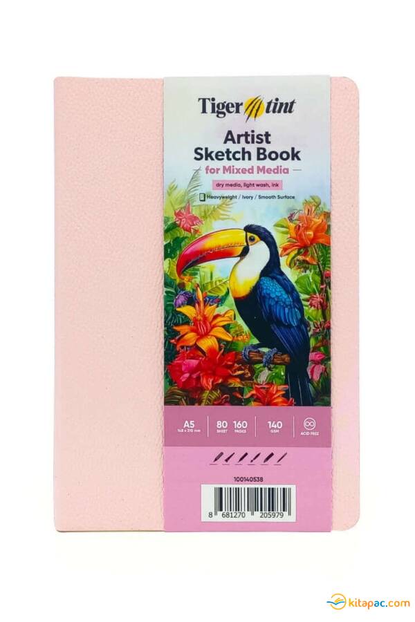 TİGERTİNT 80YP 140GR A5 SANATSAL SOFT KAPAK DEFTER ŞEKER PEMBE - 1